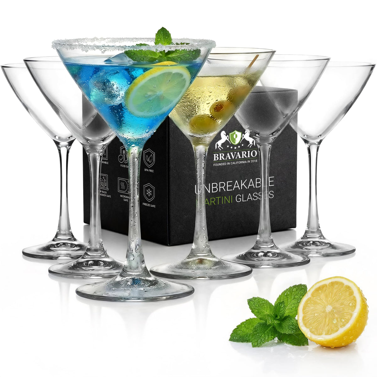 Unbreakable Plastic Martini Glasses, 8 oz Set of 6 G438255