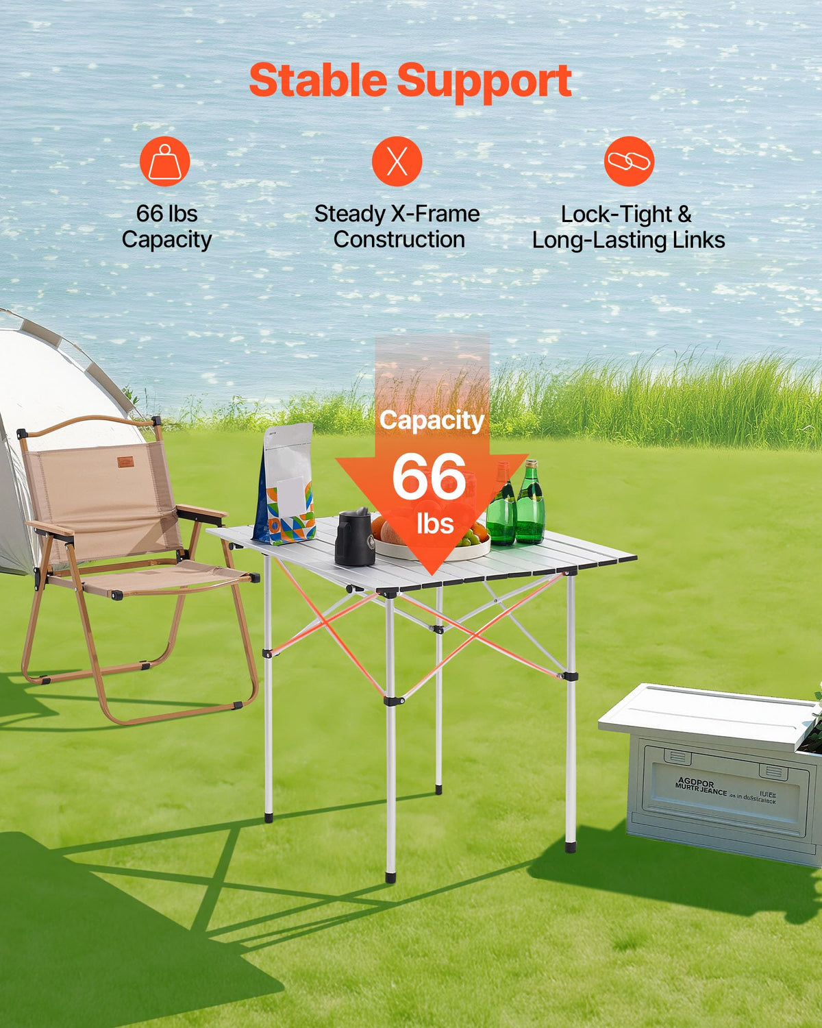 Folding Camping Table 28 inch Silver I2970
