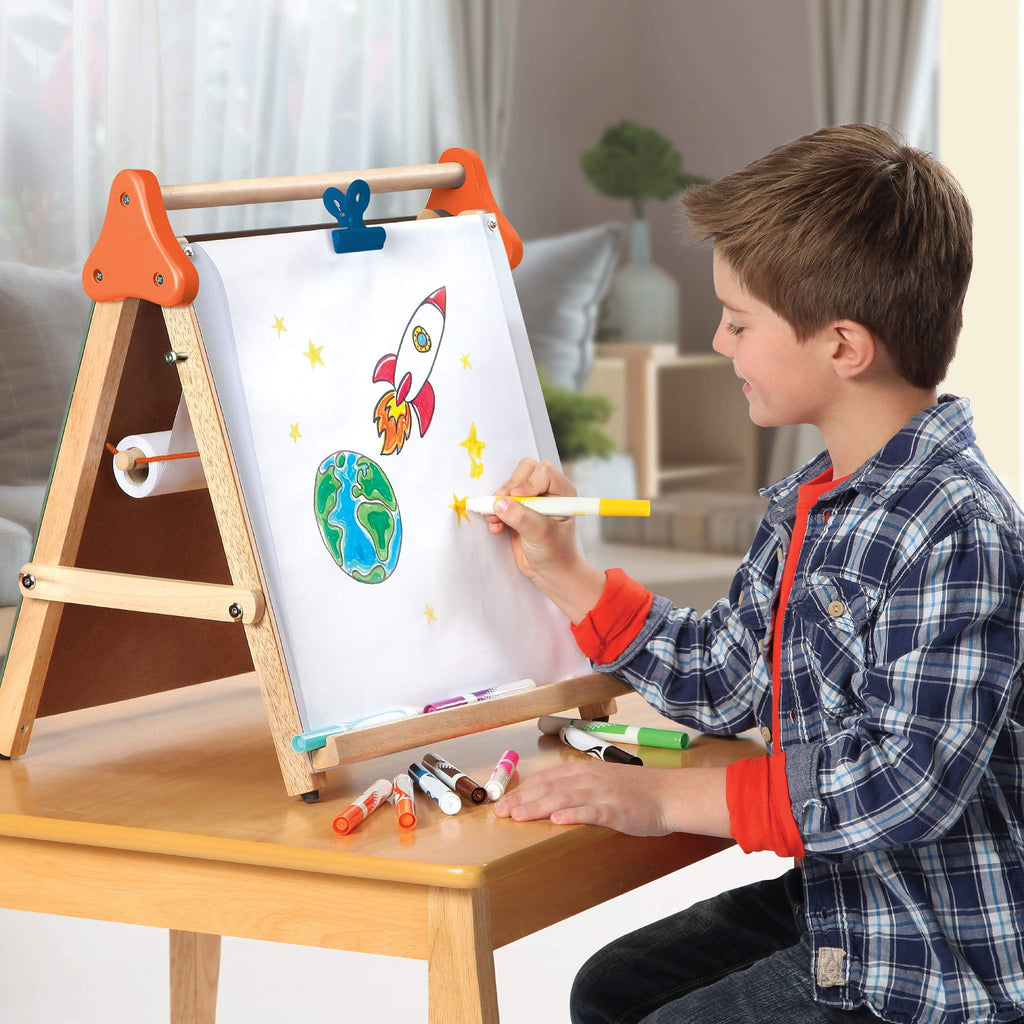 3-in-1 Tabletop Dry Erase Chalkboard Art Easel with Paper Roll G56191