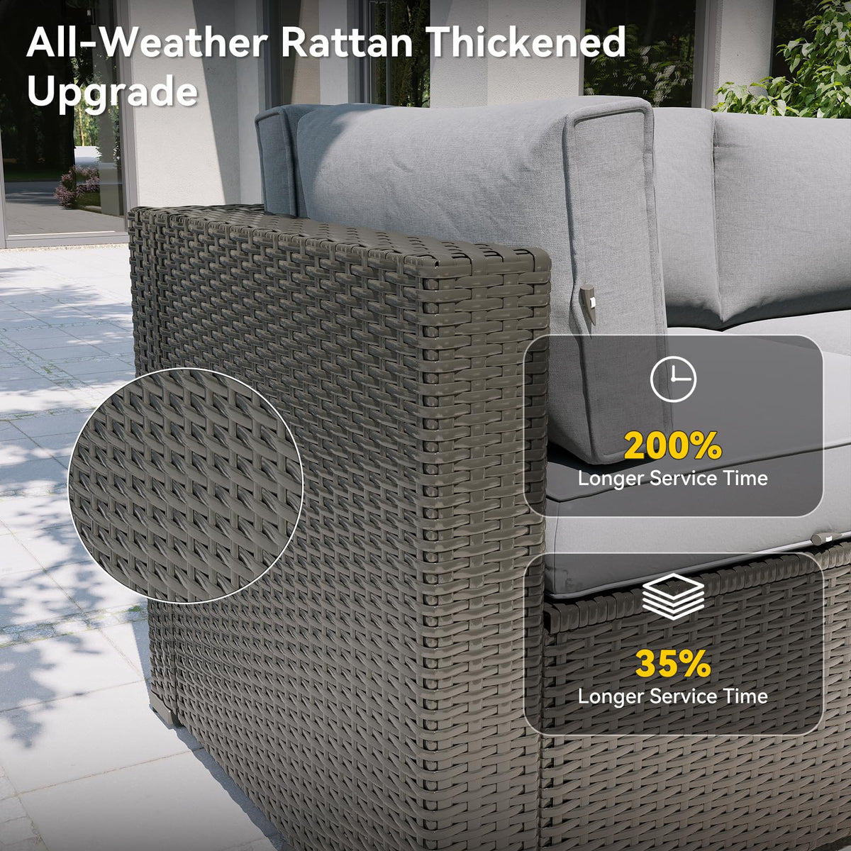 7 Piece Wicker Rattan Outdoor Sectional Sofa Set J2296