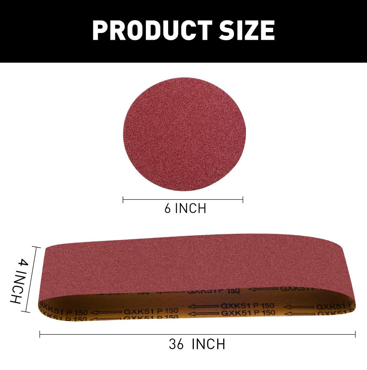 4 x 36 Inch Aluminum Oxide Sanding Belts and 6 Inch Sanding Discs Pack of 14 P885