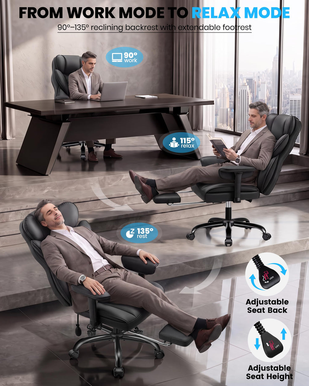 Office Chair with Adjustable Lumbar Support L994444