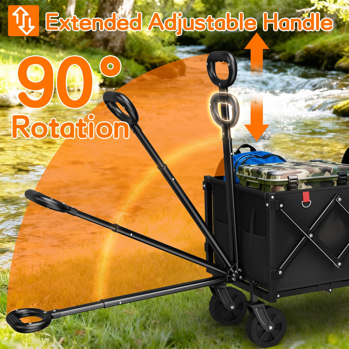 35" Extra Long Foldable Wagon Cart with Wheels U179