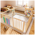 Foldable Wood Baby Playpen with Built-in Toys 57"x57" N19744