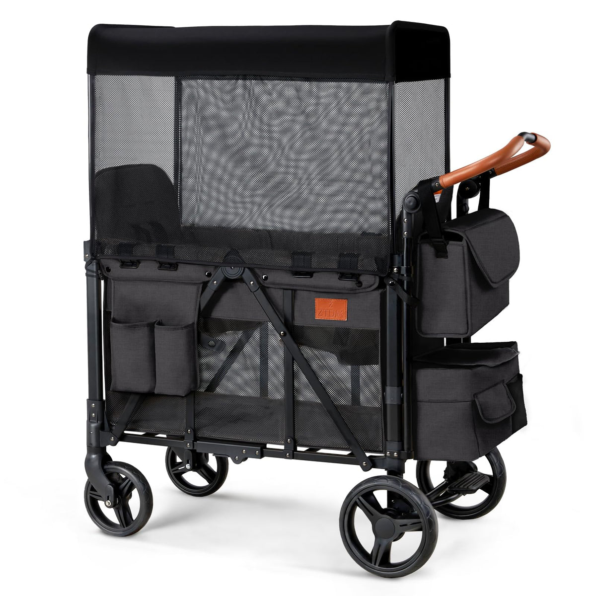 Foldable All-Terrain Double Wagon Stroller with Canopy Y533772