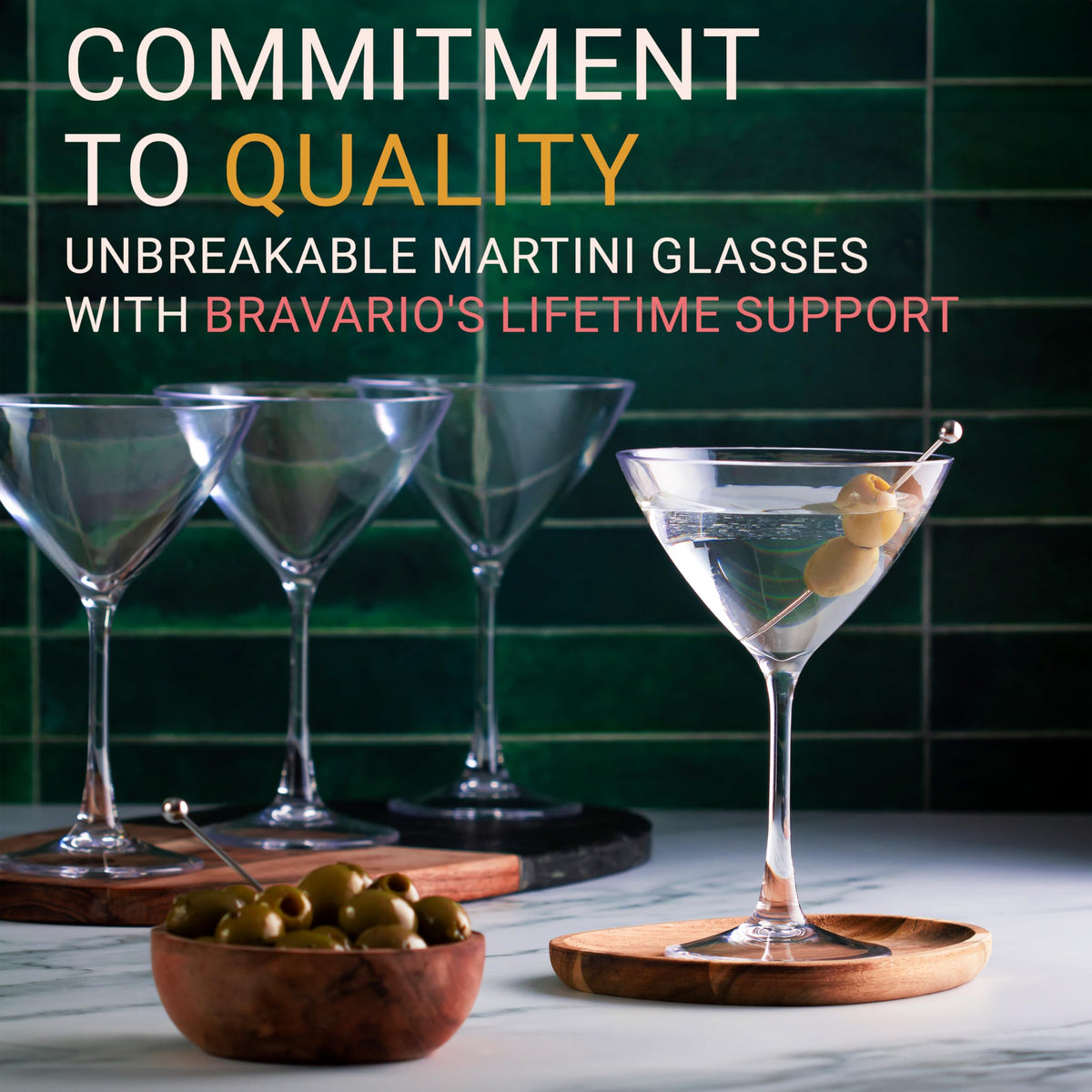 Unbreakable Plastic Martini Glasses, 8 oz Set of 6 G438255