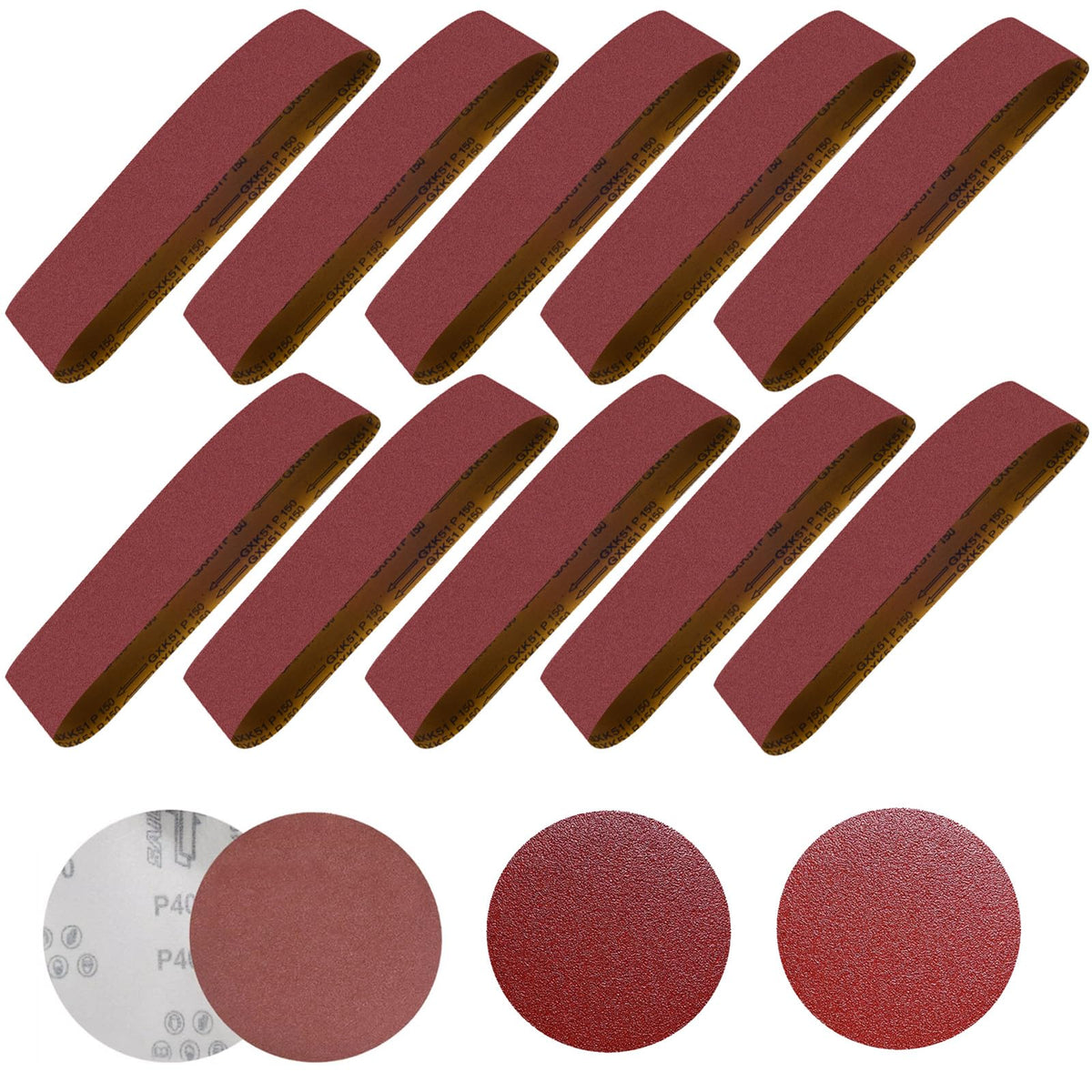 4 x 36 Inch Aluminum Oxide Sanding Belts and 6 Inch Sanding Discs Pack of 14 P885