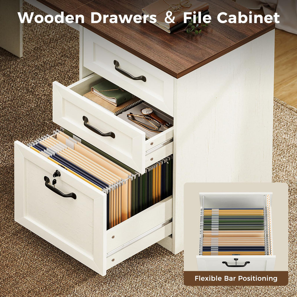 68 Inch L Shaped Executive Desk with Drawers I490