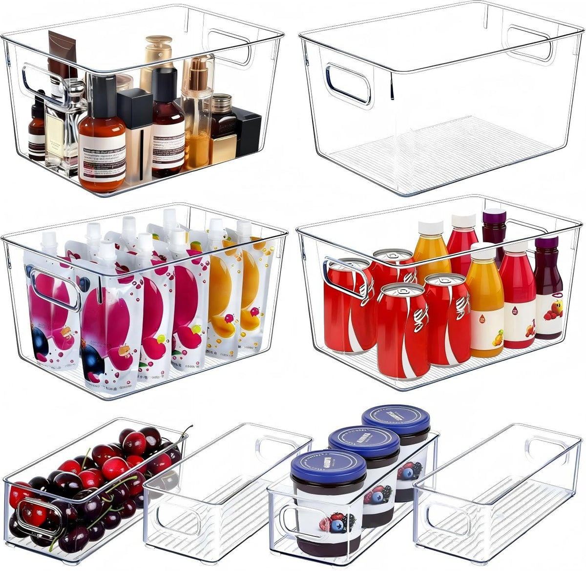 Set of 8 Clear Plastic Stackable Storage Bins I473197