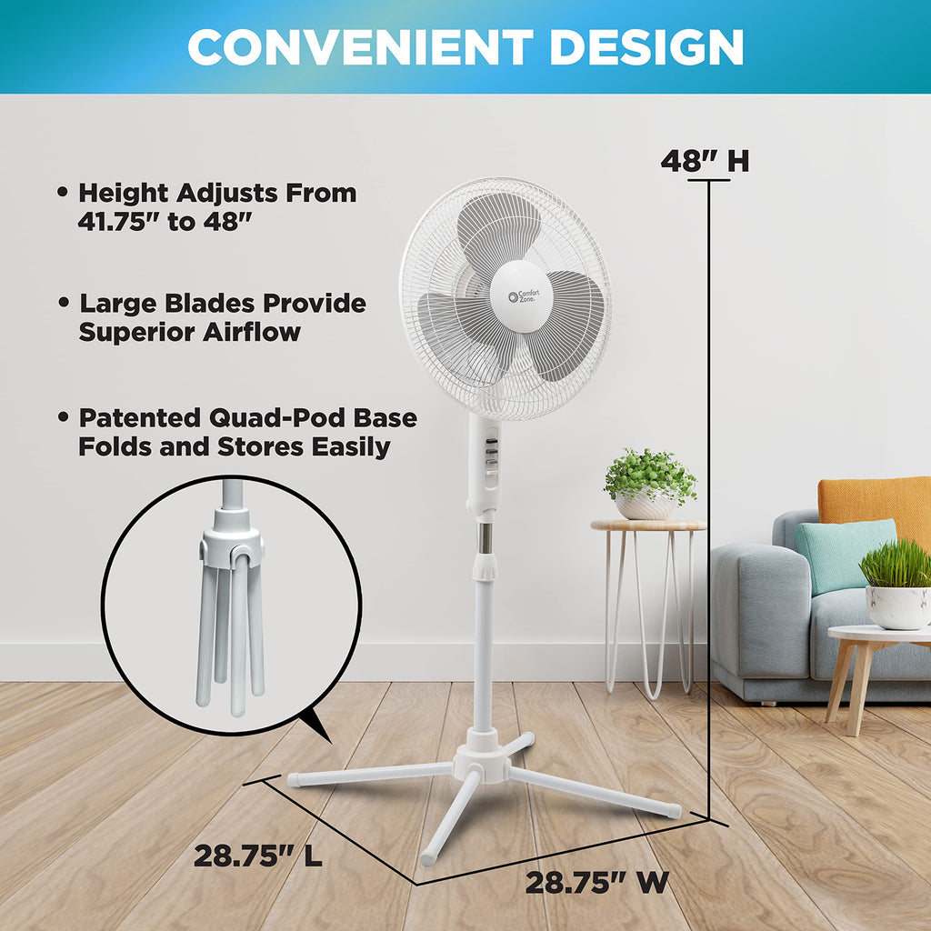 16 inch 3 Speed Oscillating Pedestal Fan White F5333