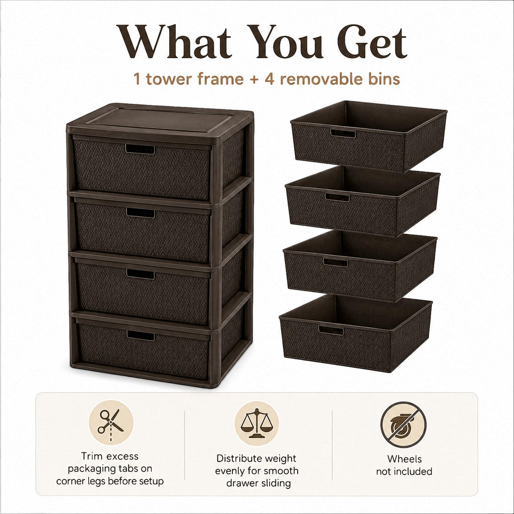 4 Drawer Tower with Removable Bins R84678