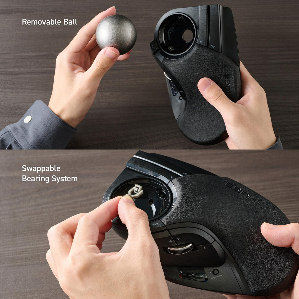 Wireless Trackball Mouse, Ergonomic 52mm Large Ball, Multi-Connection Bluetooth, 2.4GHz Wireless, Wired, 10 Programmable Buttons, Rechargeable, Silent Clicks U244