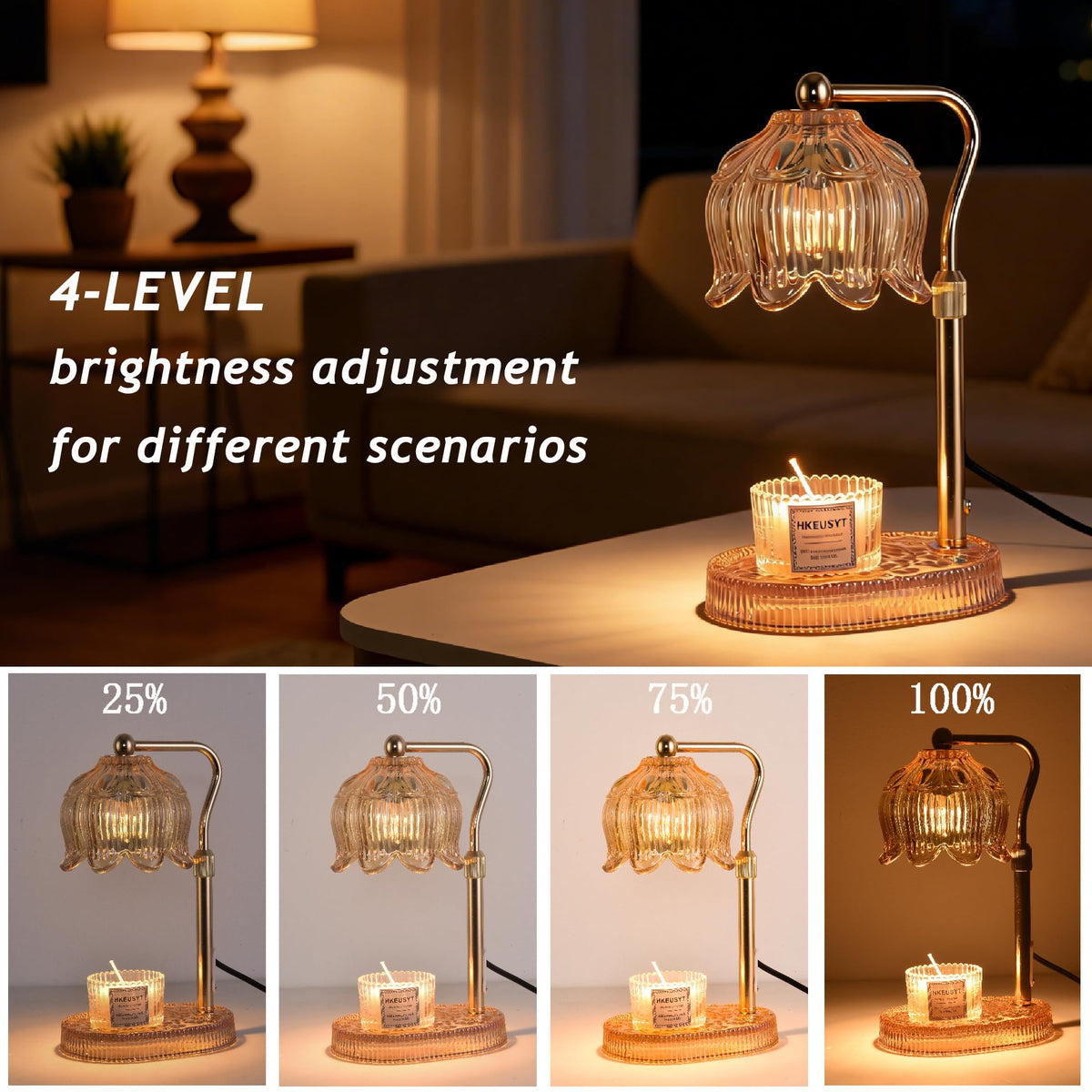 Amber Dimmable Height Adjustable Candle Warmer Lamp G4539
