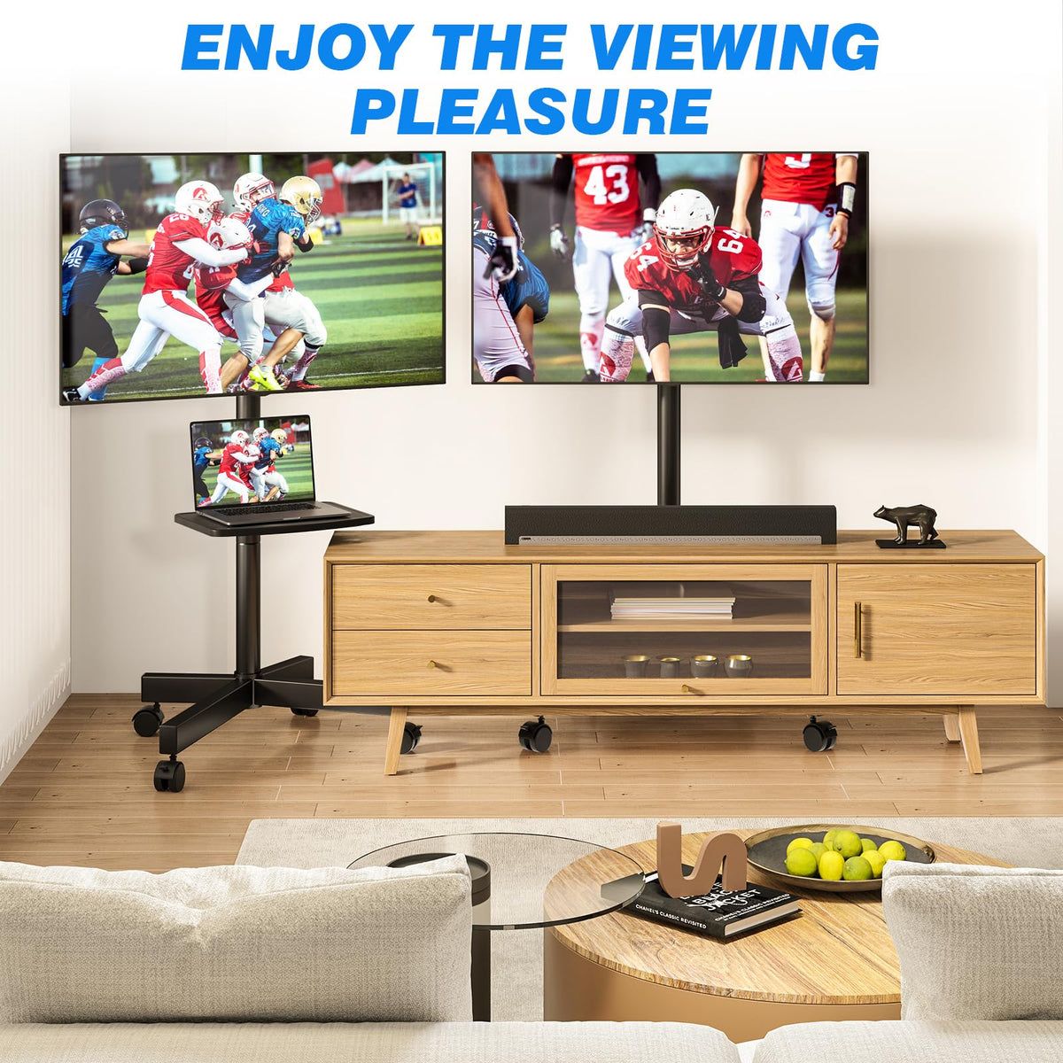 Mobile TV Stand for 23-65 Inch Flat Curved TVs Black S58367