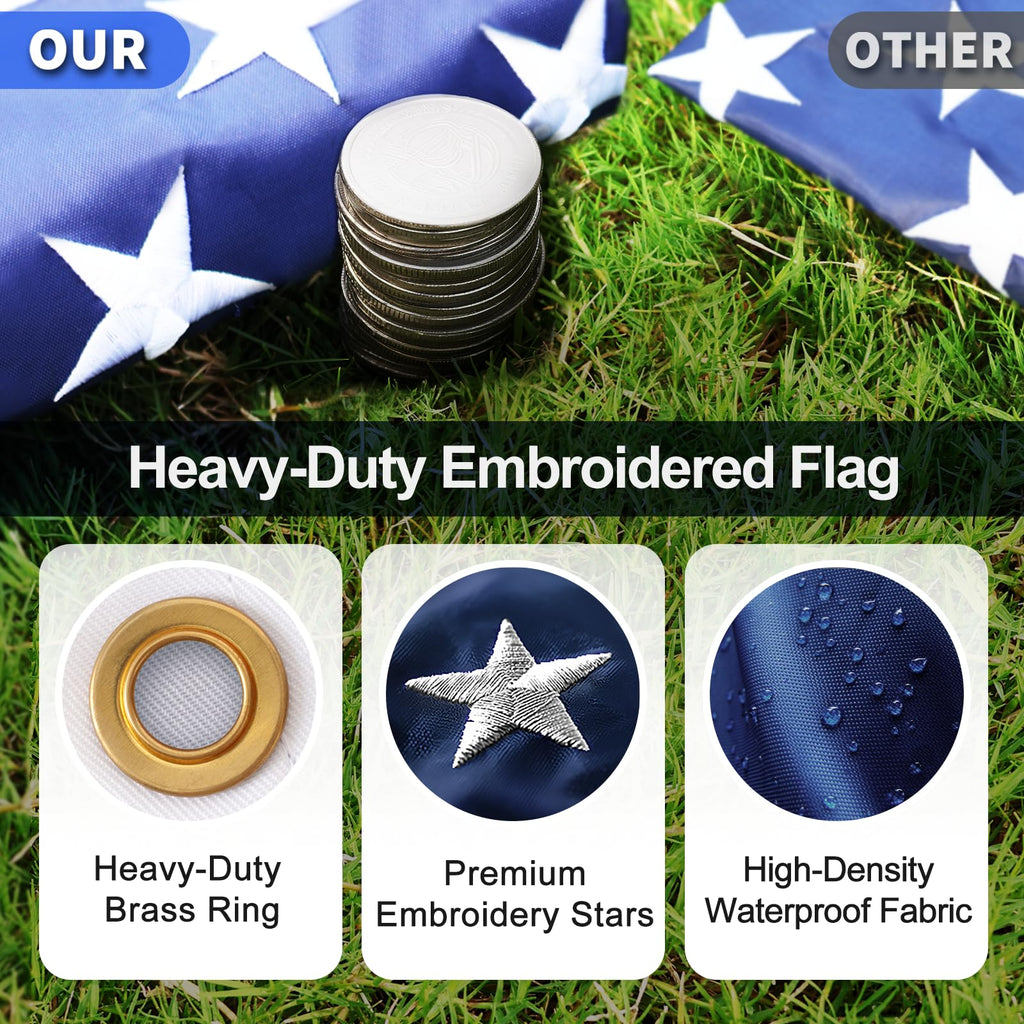 16FT Silver Thickened Aluminum RV Flagpole F430