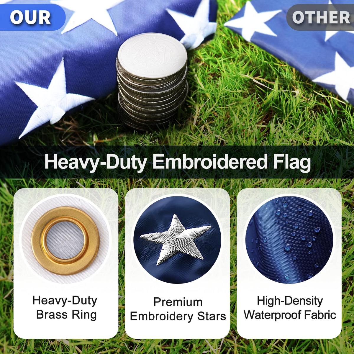 16FT Silver Thickened Aluminum RV Flagpole F430