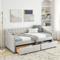 Beige Twin Size Upholstered Daybed with Drawers Y6072
