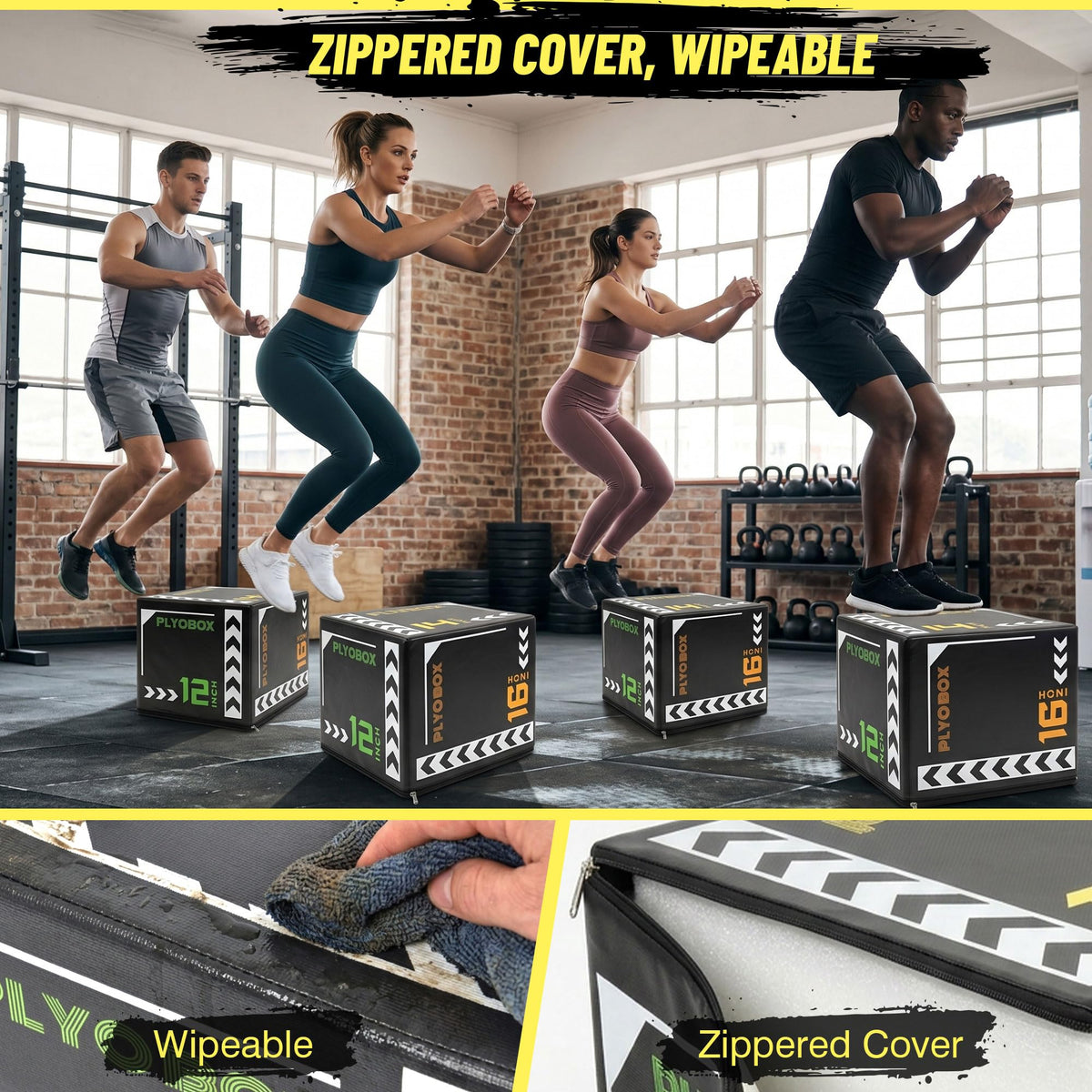 3 in 1 Foam Plyometric Jump Box, 12 14 16 Inch Soft Plyo Box D510614