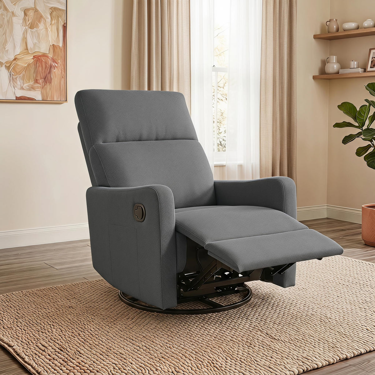 Dark Gray Swivel Rocker Recliner Chair D56075