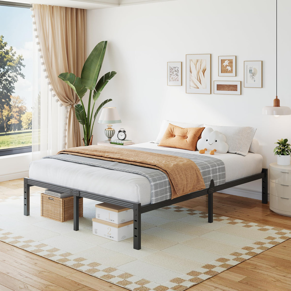 14 Inch Metal Platform Full Bed Frame with Storage F58788