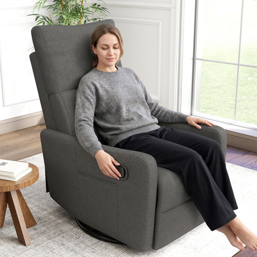 Dark Gray Swivel Rocker Recliner Chair D56075
