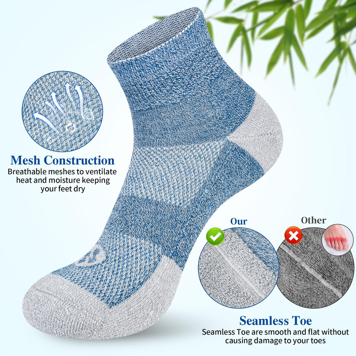 Diabetic Socks for Men, 12 Pairs Ankle & Low Cut Size 9-15 J551