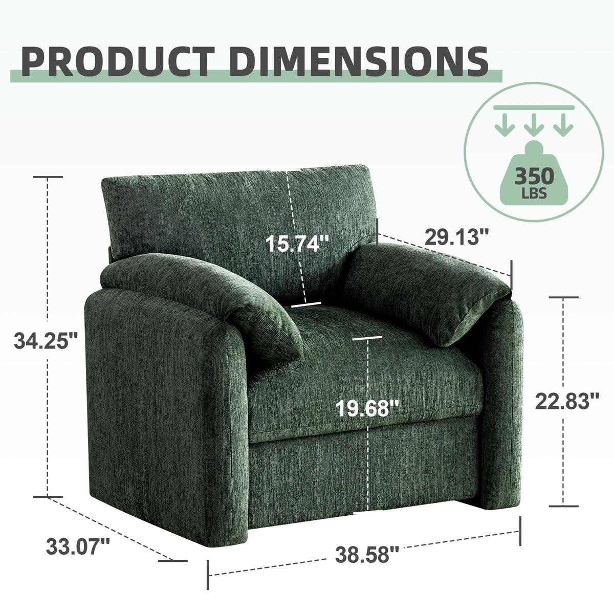 2 Pack Oversized Green Accent Chair Y722357
