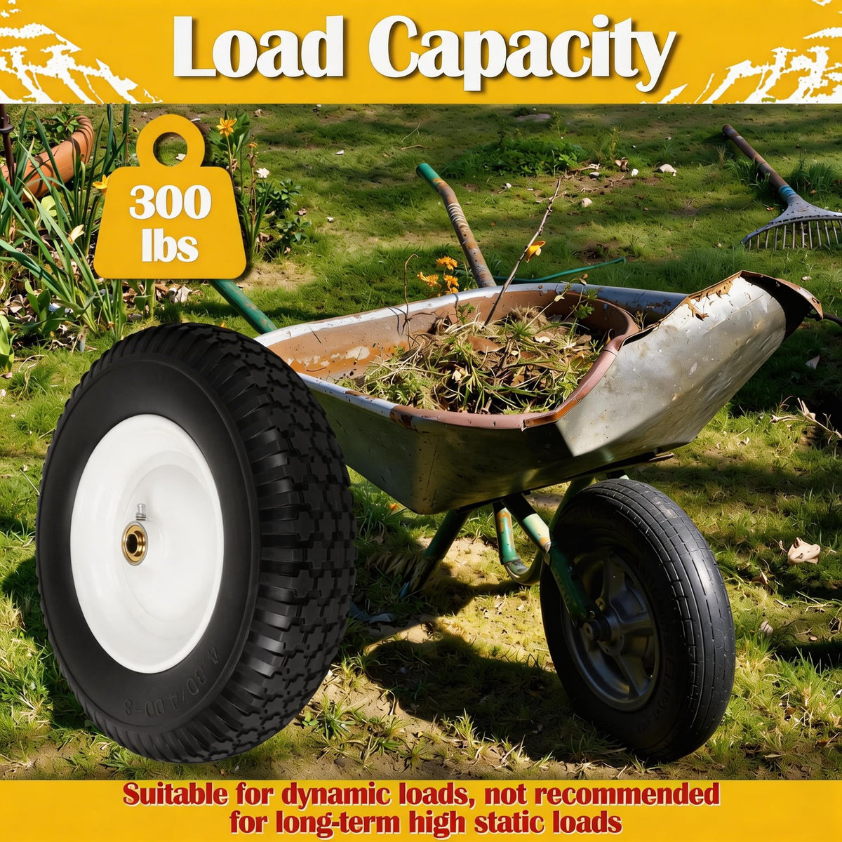 Flat Free Wheelbarrow Tire and Wheel 2 Pack U8815