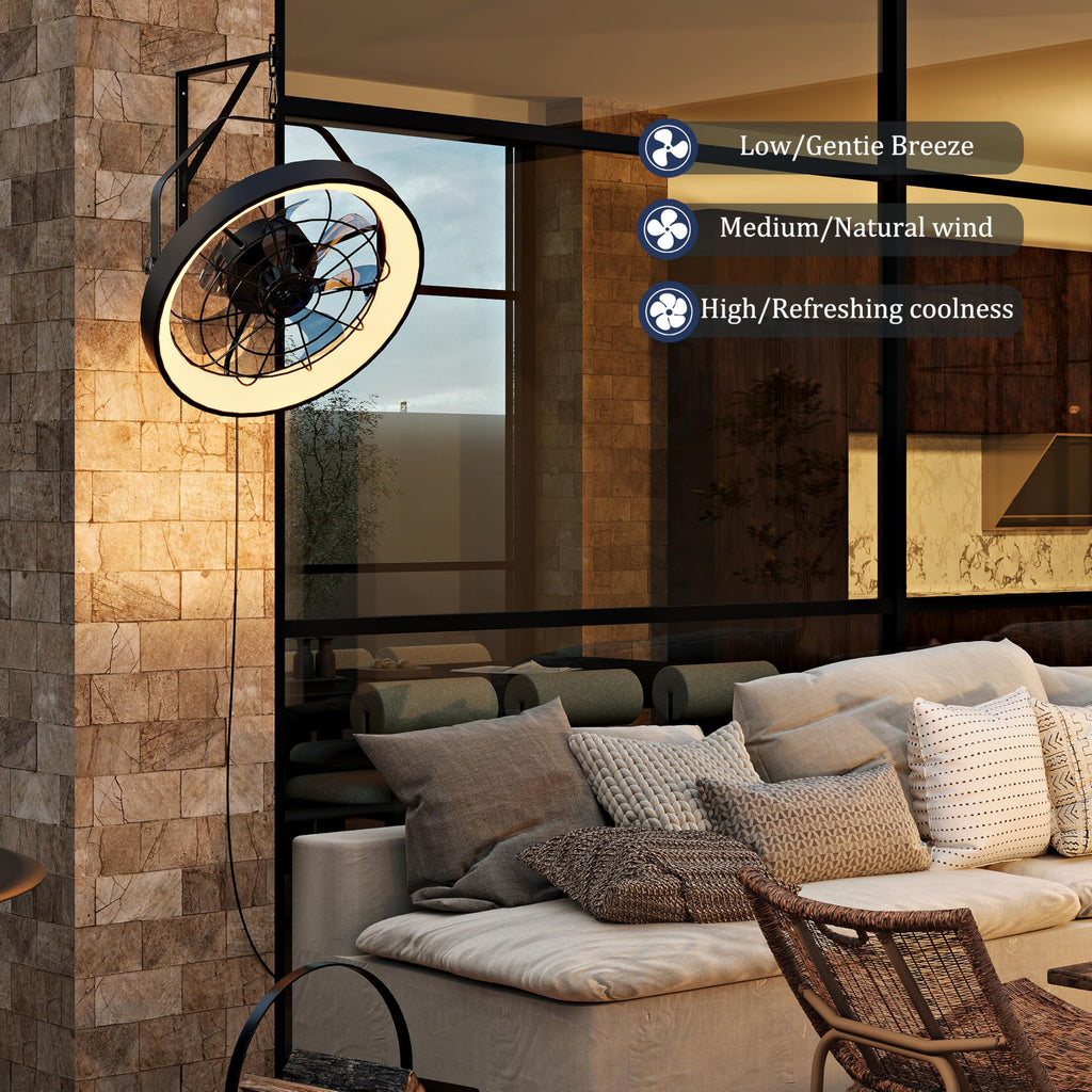 20 Inch Plug In Wall Mount Fan with Light A711833