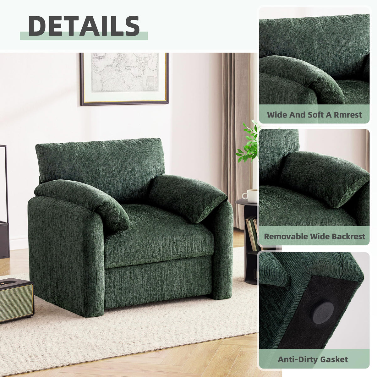 2 Pack Oversized Green Accent Chair Y722357