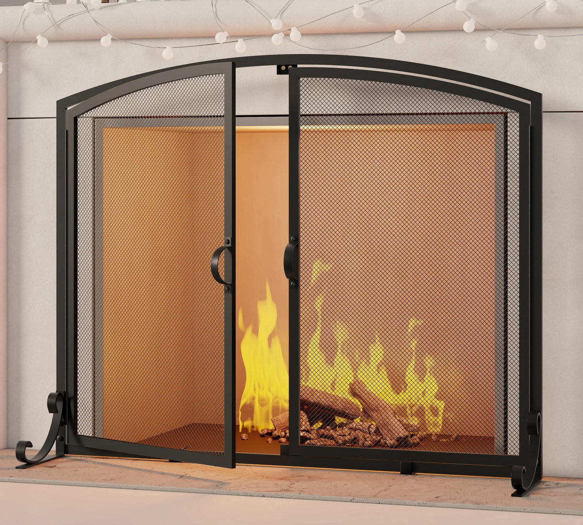 2-Panel Metal Fireplace Screen S341702